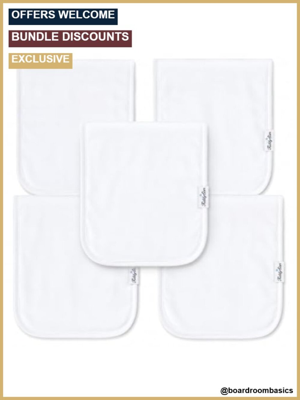 5-Pack Organic Cotton Baby Burp Cloths 21x10 Absorbent